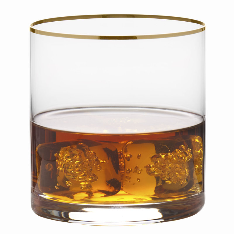 Mikasa Julie Gold Double Old Fashioned Rocks Glass, 15Ounce, Clear